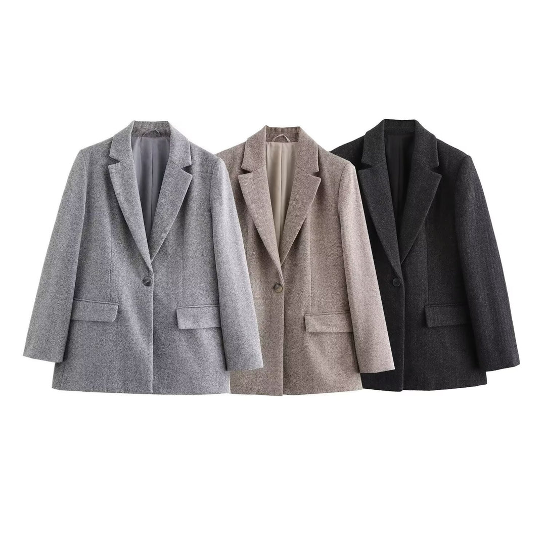 Damen Wollmix-Blazermantel mit taillierendem Schnitt und Ein-Knopf-Verschluss Shop Nory