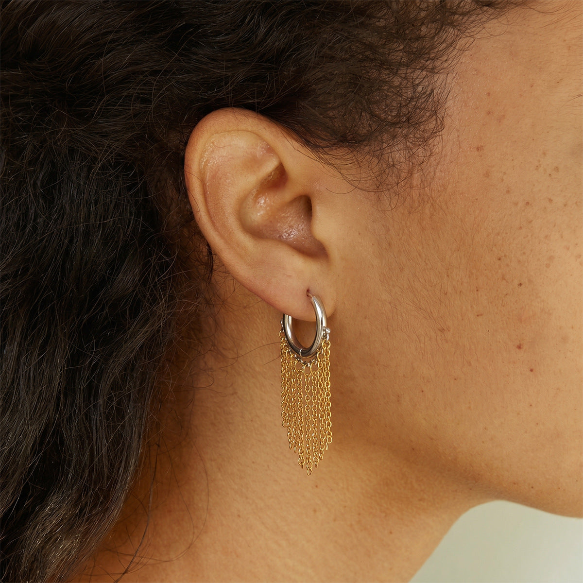 Damen Ohrhänger mit angesagtem Ketten-Design aus rostfreiem Edelstahl Shop Nory