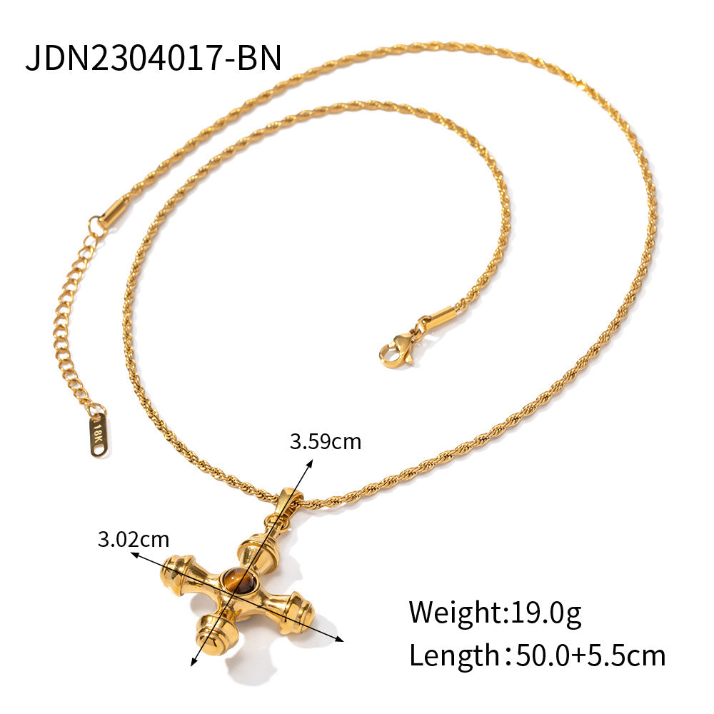 Damen Halskette mit luxuriösem Kreuzanhänger und feiner Edelstahlverarbeitung Shop Nory