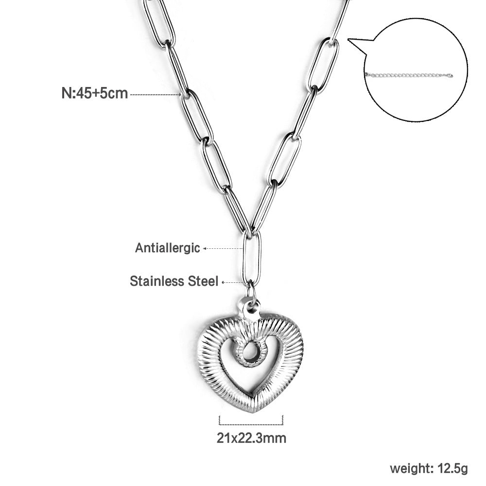 Damen Halskette mit herzförmigem Anhänger aus Edelstahl und modischem Kettendesign Shop Nory
