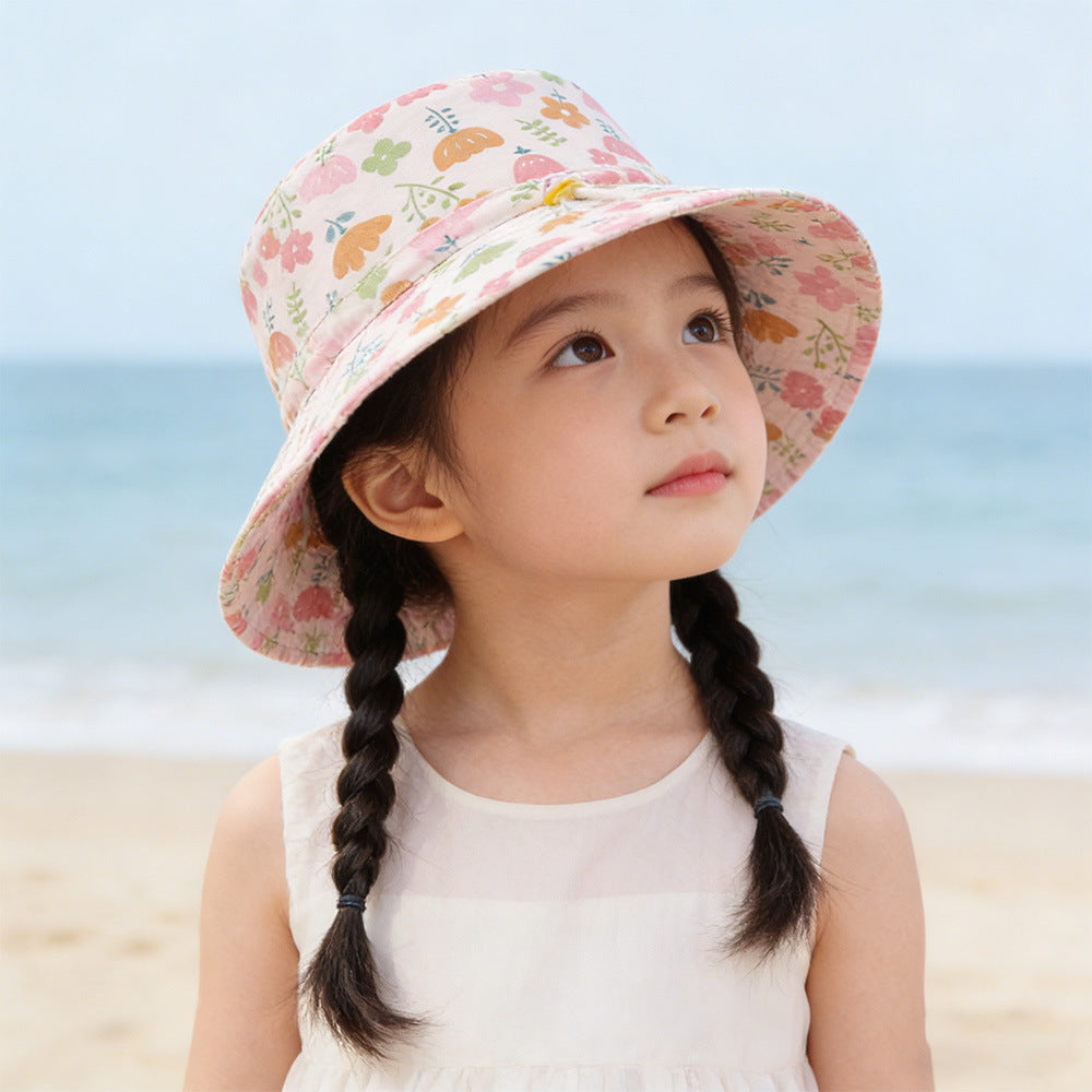 Unisex nan Kinder-Sonnenhut mit Wendemotiv, Kinnband und hohem UV-Schutz  Shopnory