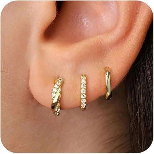 Damen Ohrringe Set mit funkelnden Zirkonia und geschwungenem Design Shop Nory