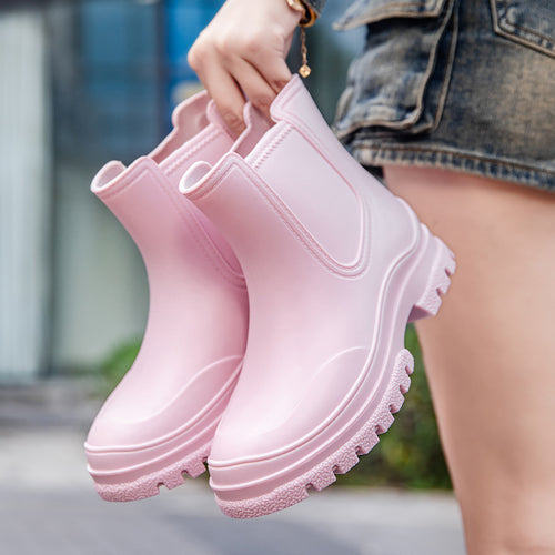 Damen Kurzschaftige Gummi-Regenstiefelette mit gepolstertem Ringbund und profilierter Plateau-Laufsohle Shop Nory