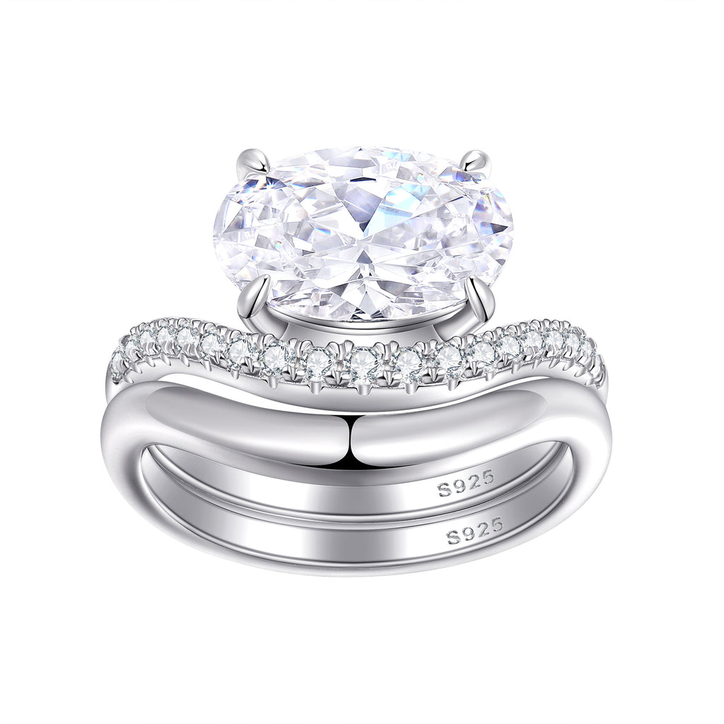 Damen eleganter Verlobungsring mit ovalem Design und funkelnden Zirkonia Shop Nory