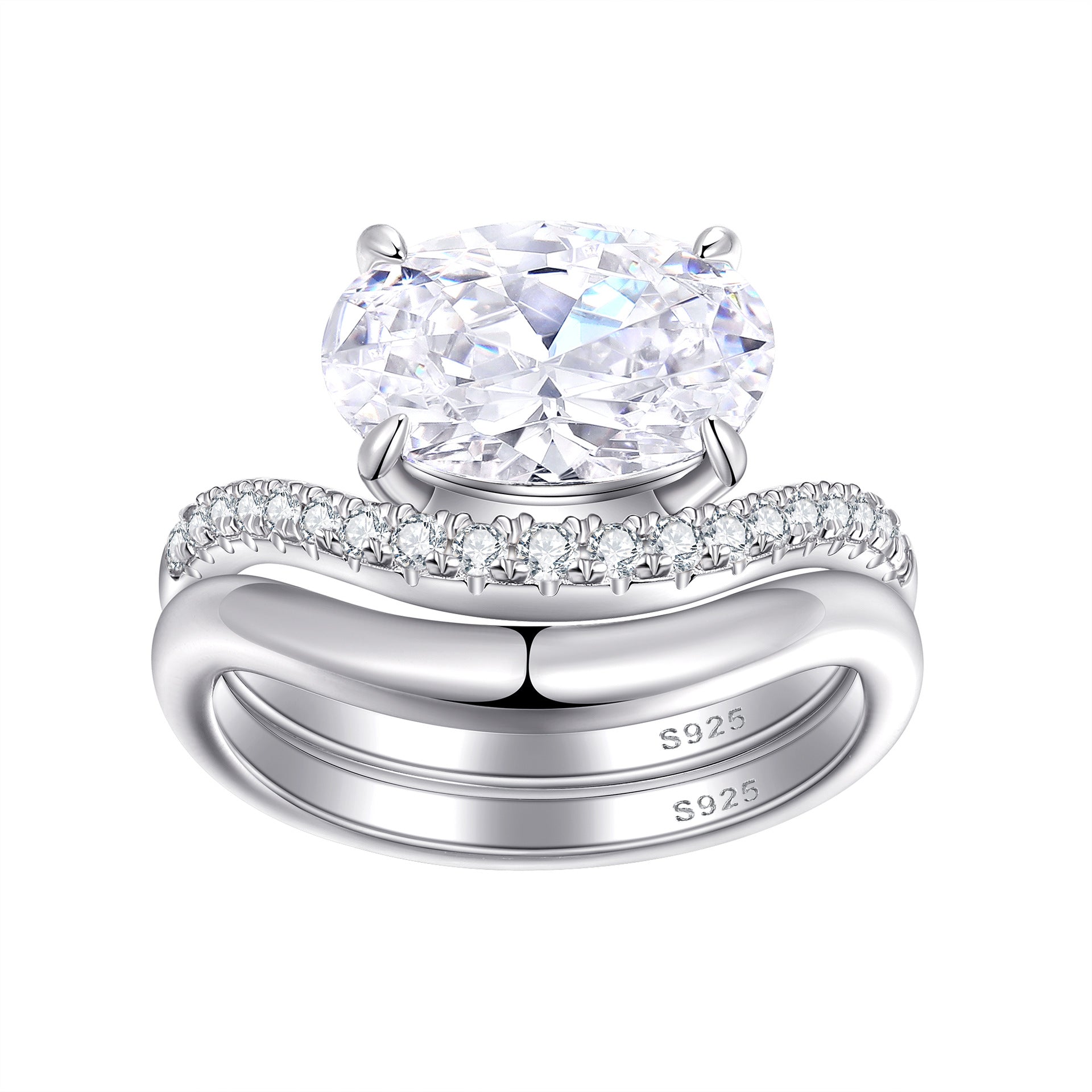 Damen eleganter Verlobungsring mit ovalem Design und funkelnden Zirkonia Shop Nory