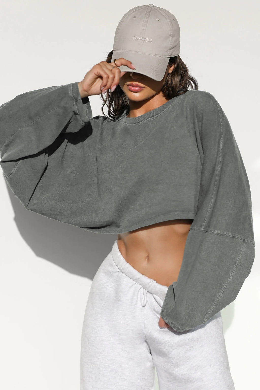 Damen lässiger Crop-Pullover