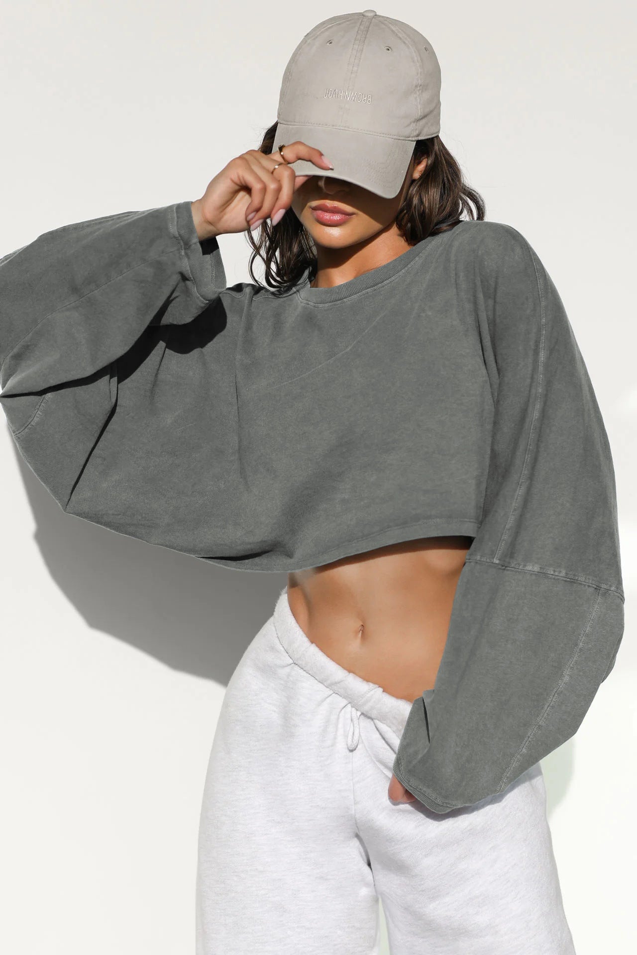 Damen lässiger Crop-Pullover