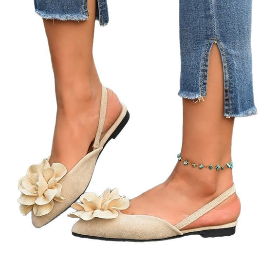 Damen Slingback-Ballerinas mit großer Blumenapplikation und flacher Komfortsohle Shop Nory
