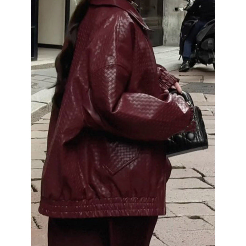 Damen Geflochtene Kunstleder‑Bomberjacke im Boxy‑Cut mit Reißverschluss Shop Nory