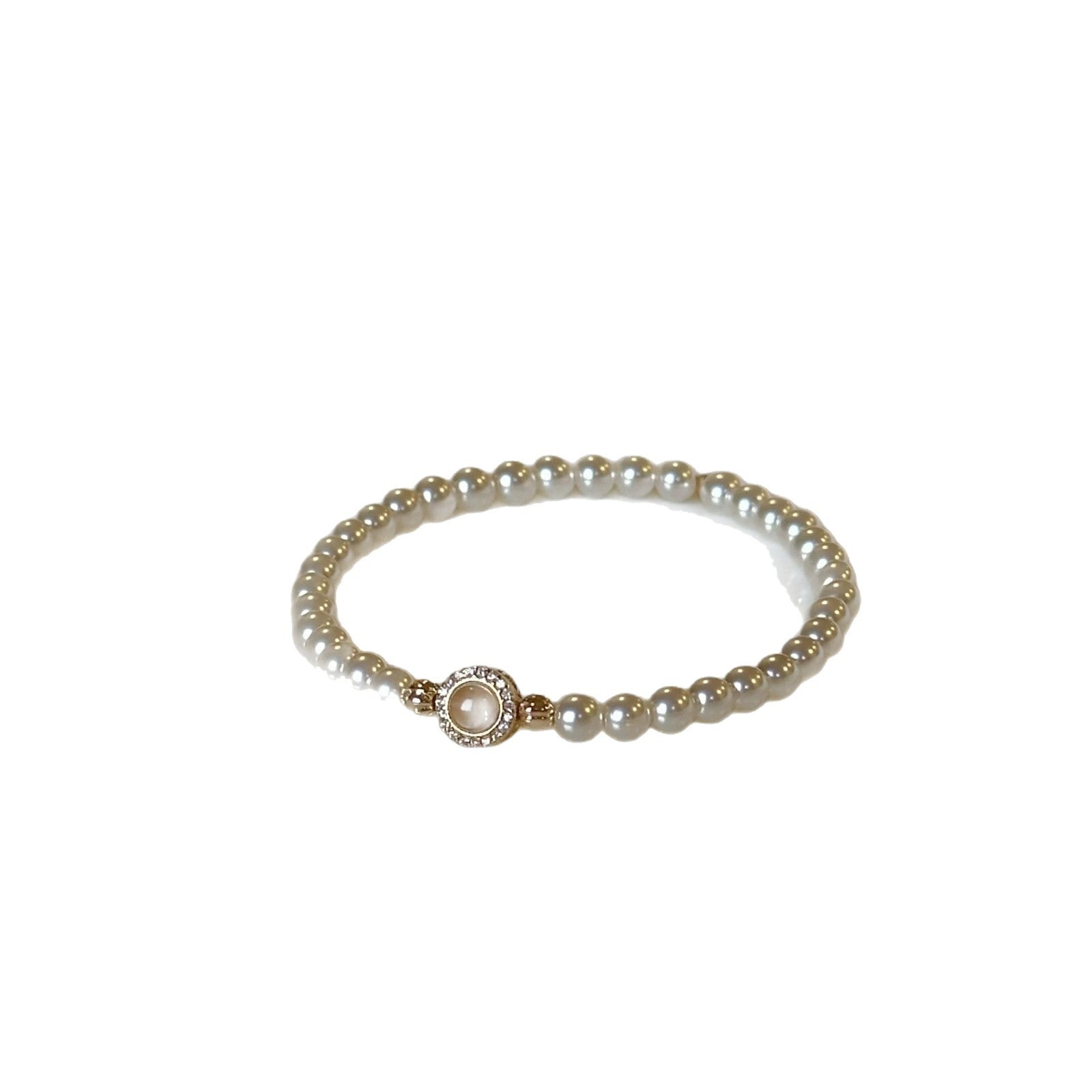 Damen zartes Perlenarmband mit funkelndem Zirkonia-Besatz Shop Nory