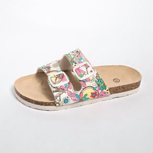 Damen modische Zehentrenner-Sandalen mit floralem Design und anatomischem Fußbett Shopnory