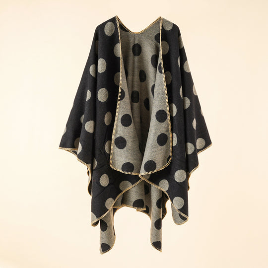 Damen Wendbarer Oversize-Capeponcho aus Jacquardstrick mit Zierstichkante Shop Nory