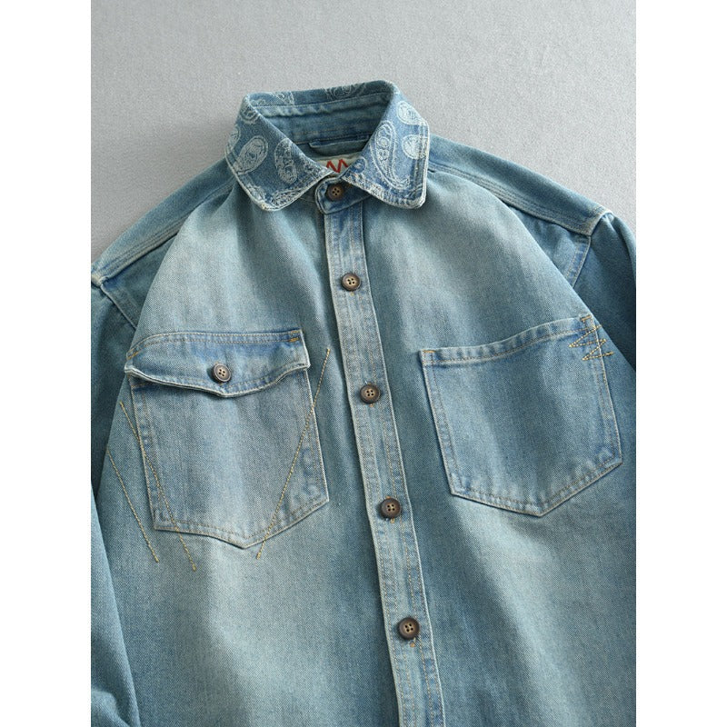 Unisex Overshirt aus gewaschenem Denim mit Relaxed‑Schnitt und Pattentaschen Shop Nory