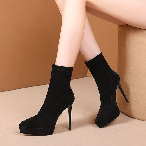 Damen Sock-Stiefelette mit Plateau und hohem Stiletto Shop Nory