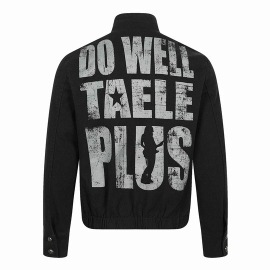 Herren Asymmetrische Blousonjacke mit Stehkragen, Metallknopfbesatz und Grafikprint Shop Nory