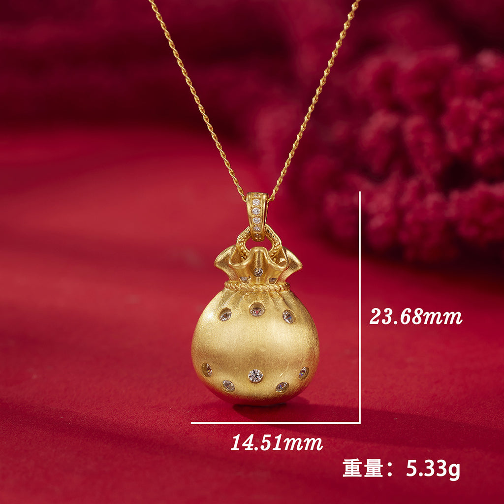 Damen elegante Halskette mit kunstvollem Geldsack-Anhänger und funkelnden Zirkonia Shop Nory