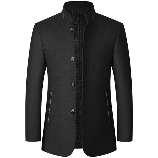 Herren Wollmisch-Mantel mit Stehkragen, gesteppter Thermoisolierung und verdeckter Knopfleiste Shop Nory