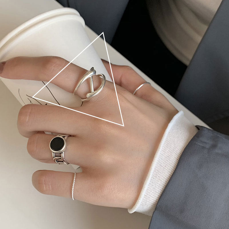 Damen Modischer Offener Ring mit stilvollem Kreis- und Zickzack-Design Shop Nory