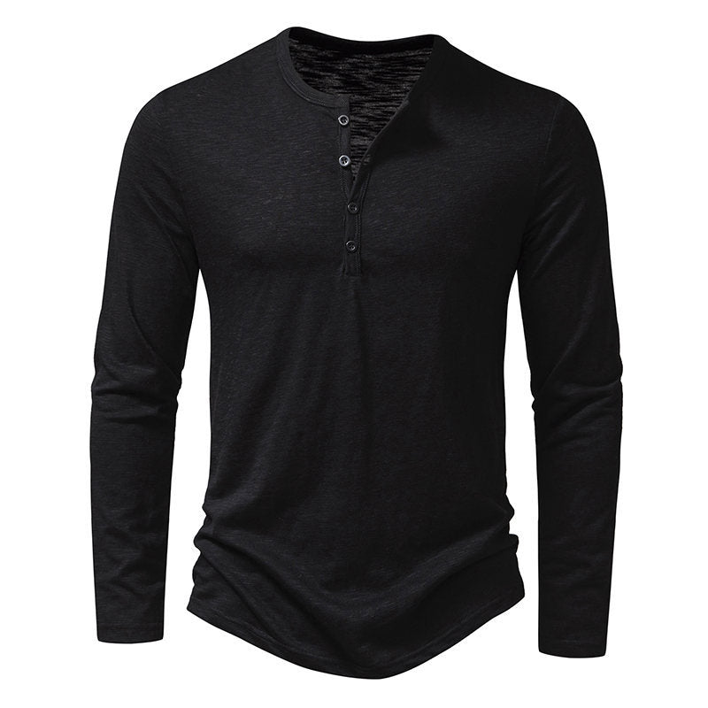Herren Langarmshirt mit knopflosem V-Ausschnitt und atmungsaktivem Stoff