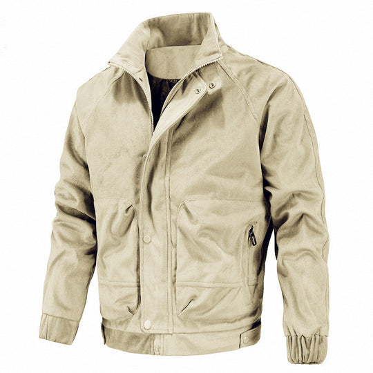 Herren Leichter urbaner Bomber mit Stehkragen, Reißverschluss-Ärmeltasche und Rippbündchen Shop Nory