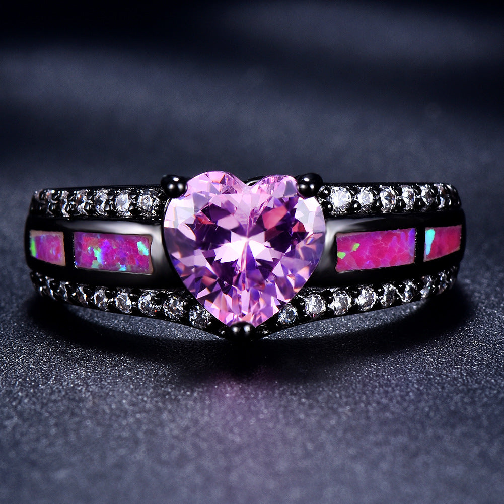 Damen Ring mit herzförmigem Amethyst und funkelnden Zirkonia-Elementen Shop Nory