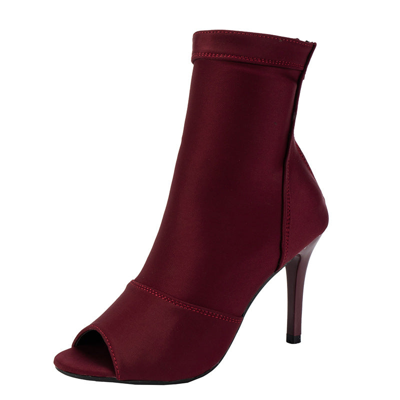 Damen Offene Zehenstiefelette mit Stretchschaft und schmalem Stilettoabsatz Shop Nory