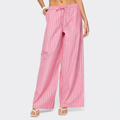 Damen Leichte Palazzohose mit weitem Bein, Tunnelzug und Eingrifftaschen Shop Nory