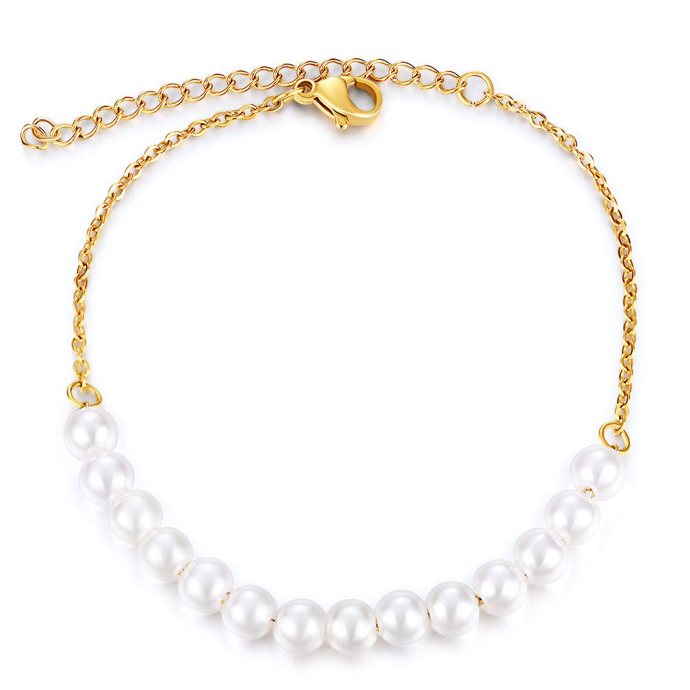 Damen elegante Halskette mit kunstvollen Perlen und hochwertigem Edelstahl Shop Nory