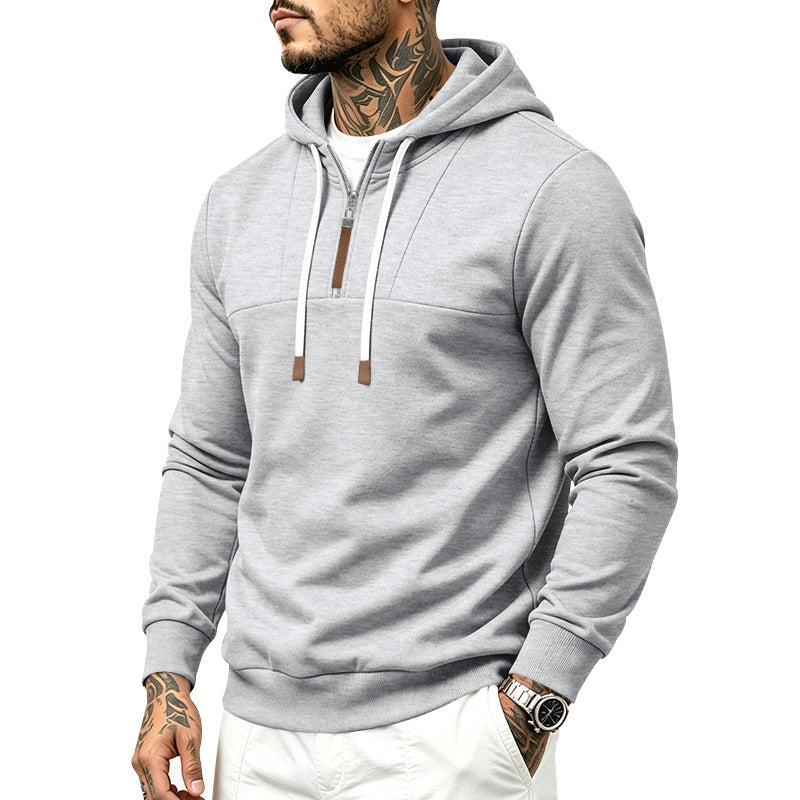Herren Moderner Halbzip-Hoodie aus French Terry mit Zierriegel und Kordelzug Shop Nory