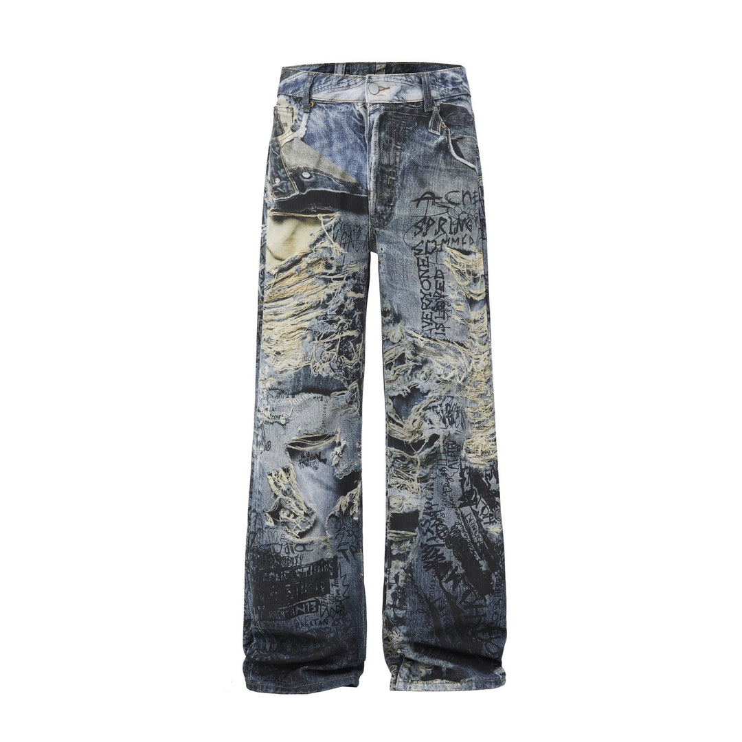 Herren Modische Weit geschnittene Destroyed Jeans Shop Nory