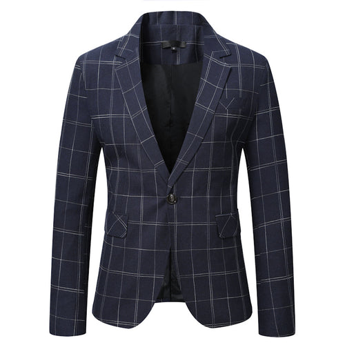 Herren Tailliertes Karo-Sakko mit Ein-Knopf-Verschluss und Fensterkaro-Optik Shop Nory