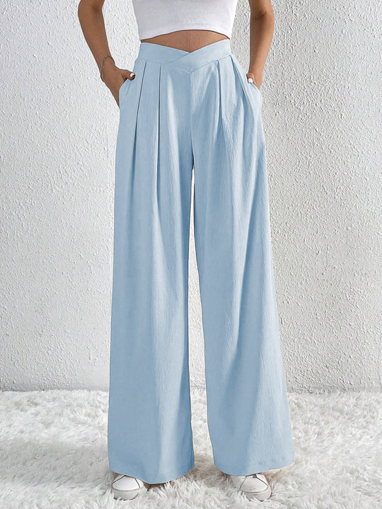 Damen hohe Bund Culotte-Hose mit Faltenlegung und weitem Bein Shop Nory
