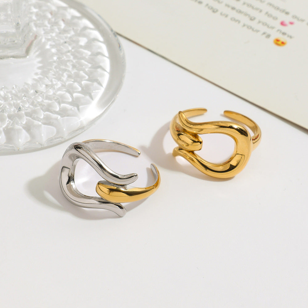 Damen Offener Ring aus rostfreiem Edelstahl mit elegantem Design und hypoallergener Verarbeitung Shop Nory