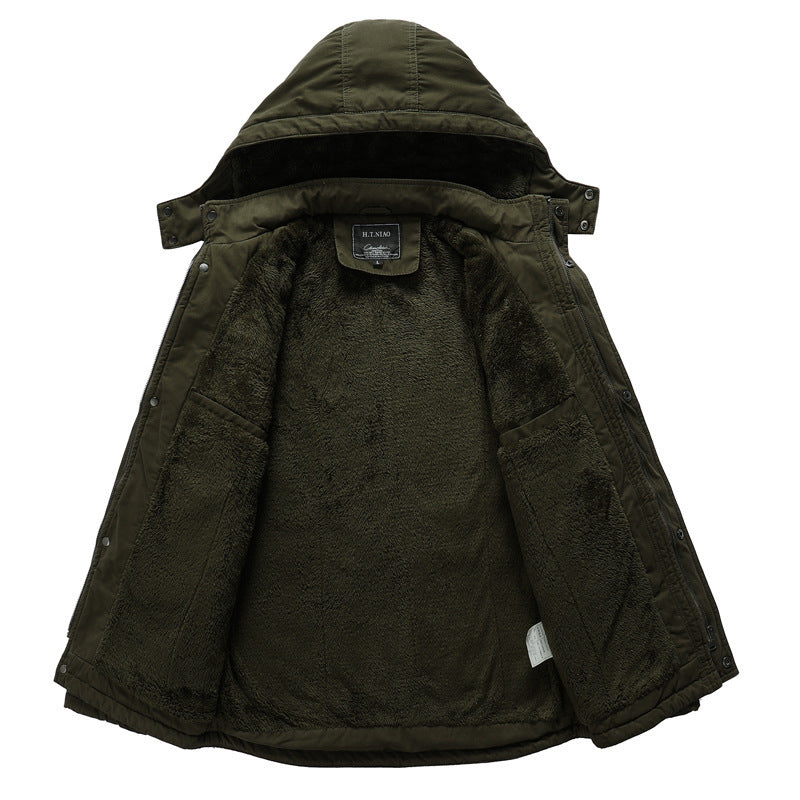 Herren Canvas-Militärparka mit Teddyfutter, Kapuze und multifunktionalen Taschen Shop Nory