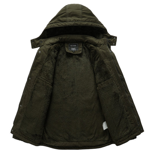 Herren Canvas-Militärparka mit Teddyfutter, Kapuze und multifunktionalen Taschen Shop Nory