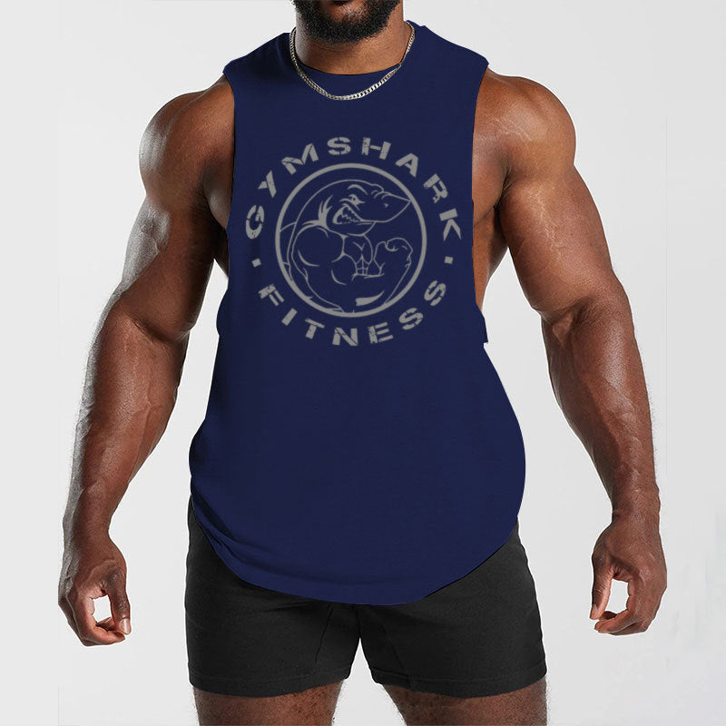 Herren nan ärmelloses Muskelshirt mit extra tiefen Armöffnungen und großem Logodruck