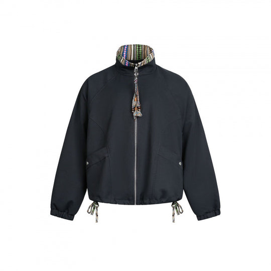 Damen Kurztaillierte Bomberjacke mit Stehkragen und gemustertem Innenfutter Shop Nory