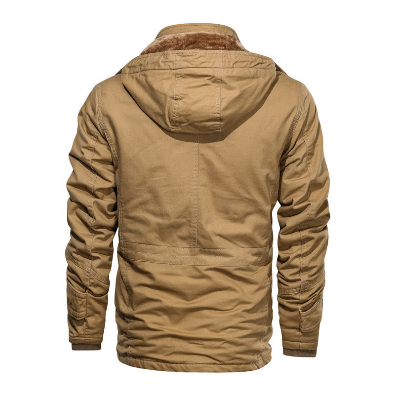 Herren gefütterte Canvas-Utilityjacke mit weichem Teddy-Innenfutter, verdecktem Zweiwege-Reißverschluss und Mehrfach-Taschen Shop Nory