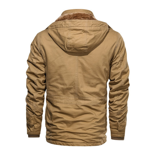 Herren gefütterte Canvas-Utilityjacke mit weichem Teddy-Innenfutter, verdecktem Zweiwege-Reißverschluss und Mehrfach-Taschen Shop Nory