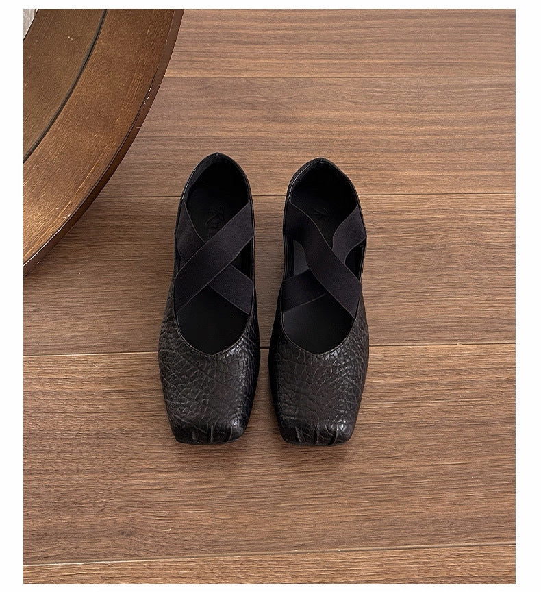 Damen Elegante Ballerinas mit dehnbarem Überkreuz-Riemen