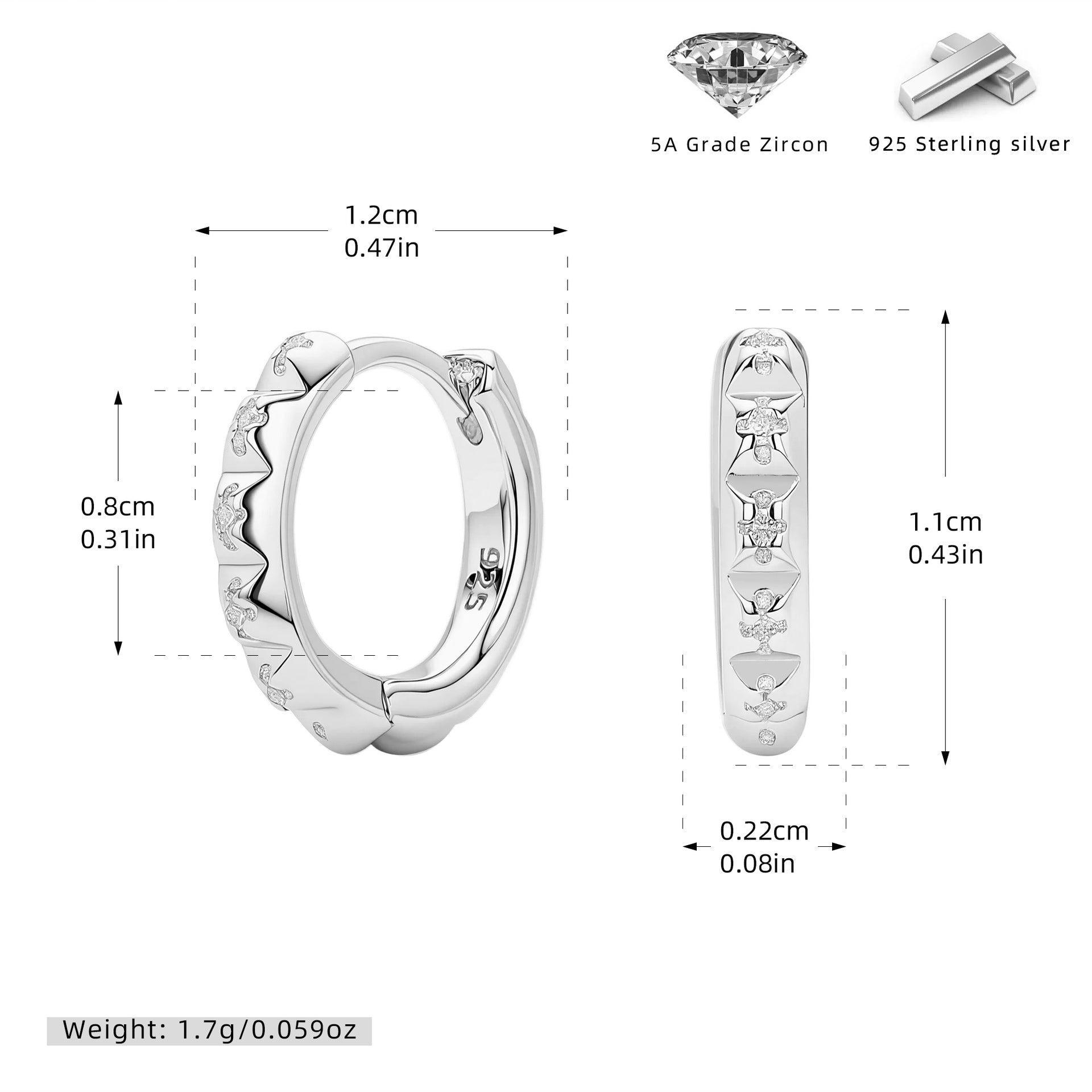 Damen Ohrhänger mit eleganten Zirkon-Details aus hochwertigem 925 Sterlingsilber Shop Nory