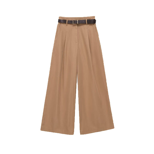 Damen Culotte-inspirierte High-Waist Palazzo-Hose mit Bügelfalte und Taillengürtel Shop Nory