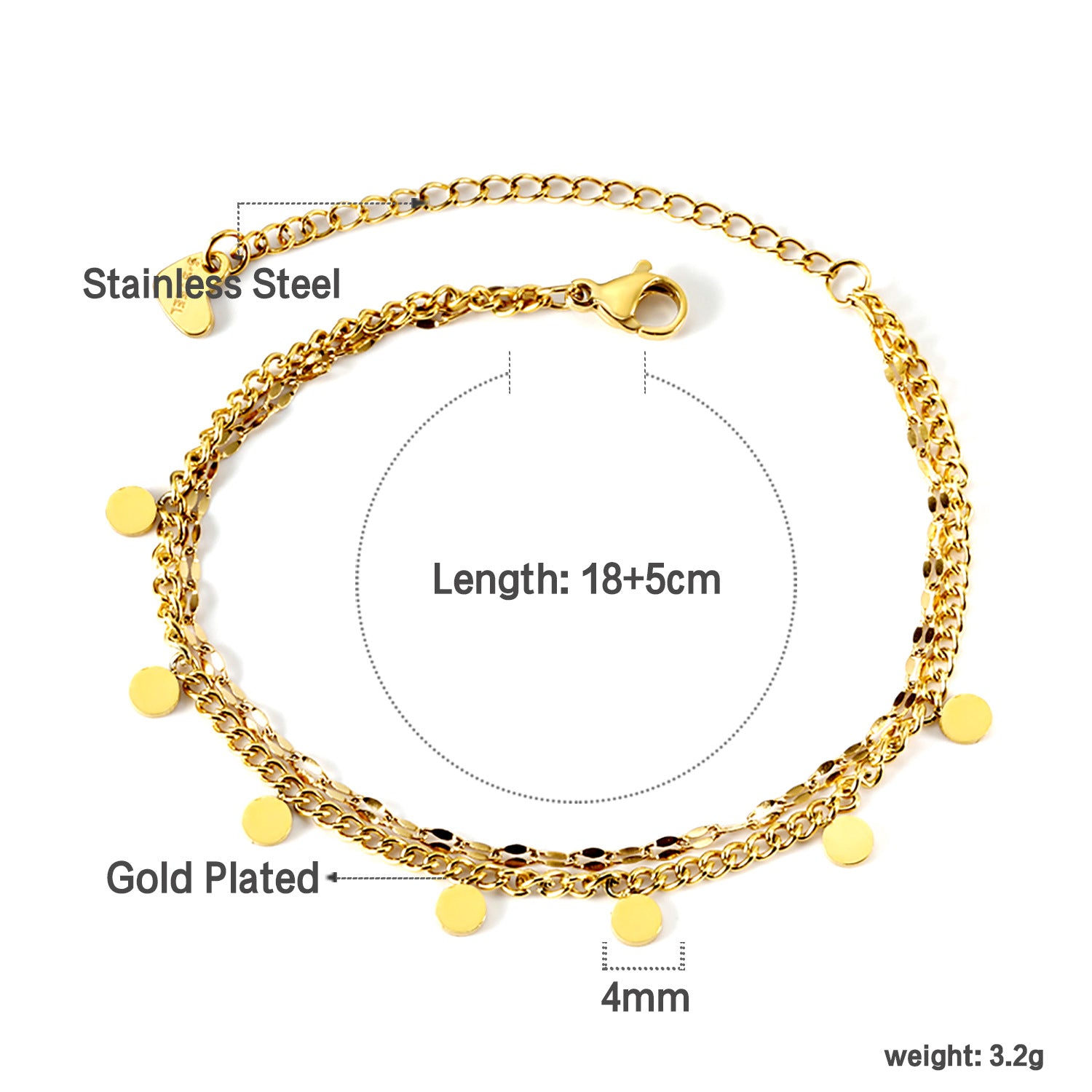 Damen trendiges Gliederarmband aus hochwertigem Edelstahl mit verstellbarem Verschluss Shop Nory