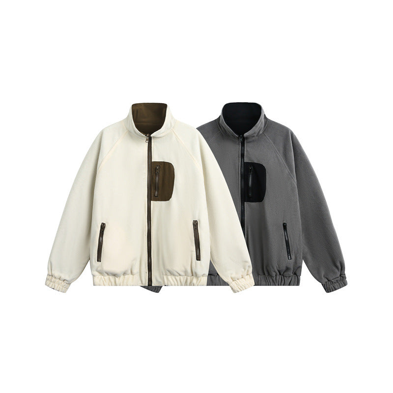 Unisex Leichte Fleece-Outdoorjacke mit Reißverschluss-Brusttasche und elastischem Saum Shop Nory