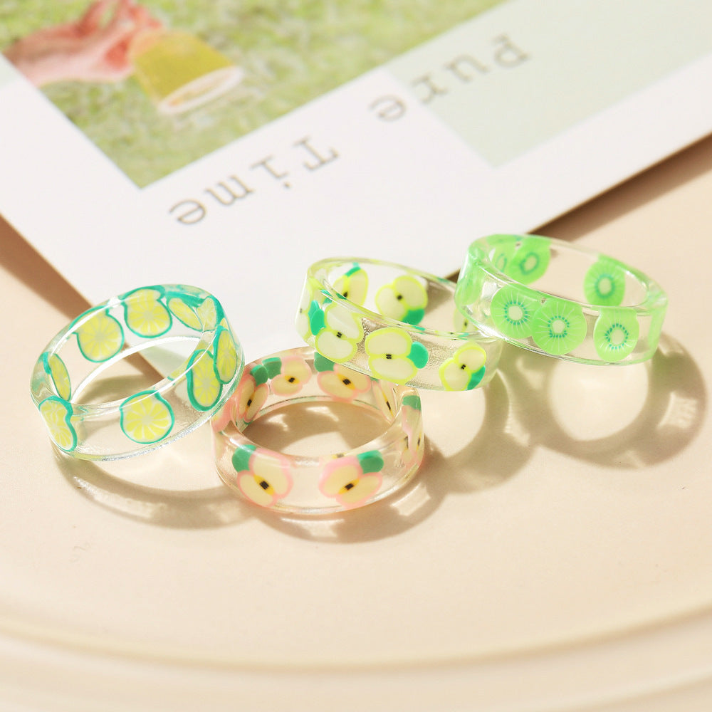 Damenring aus hochwertigem Acryl mit stilvollem Citrus-Design Shop Nory