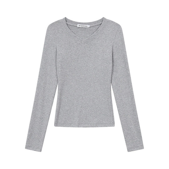 Damen Langarmshirt mit V-Ausschnitt und tailliertem Slim-Fit Shop Nory