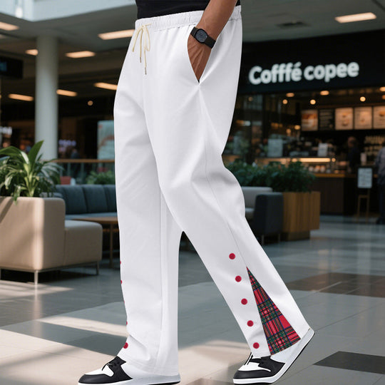 Herren nan lockere Jogginghose mit Tunnelzugbund, Druckknopf-Seitenschlitzen und kariertem Innenfutter Shop Nory