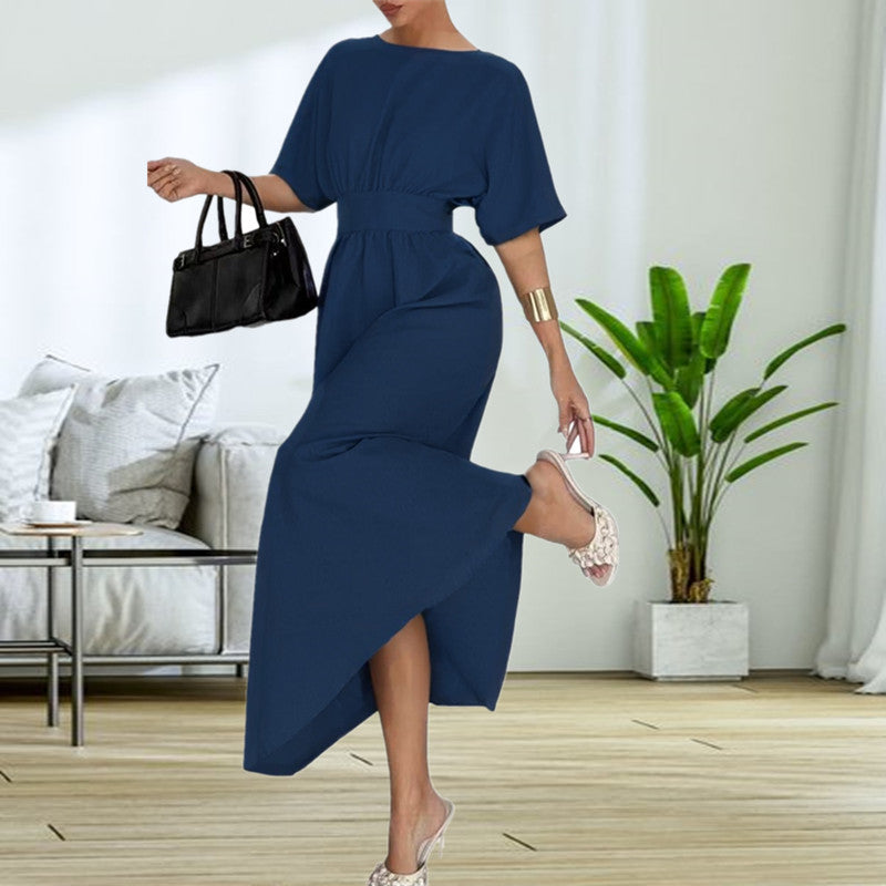Damen Elegantessent Midi-Kleid mit tiefem Rückenausschnitt und Schleifenbändchen Shopnory