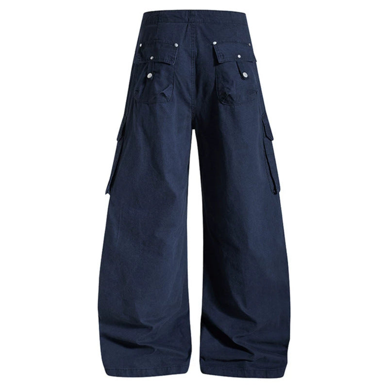 Damen weite High-Waist Cargo-Hose mit Tunnelzugbund und großen Klapptaschen Shop Nory