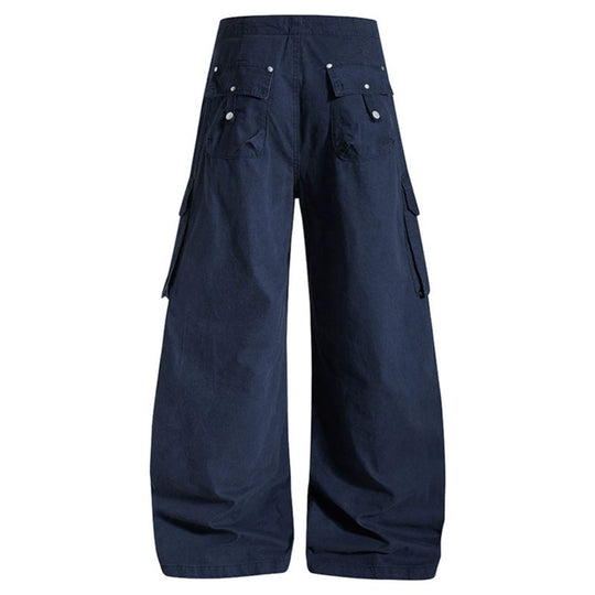 Damen weite High-Waist Cargo-Hose mit Tunnelzugbund und großen Klapptaschen Shop Nory